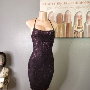 Fashion Nova,Xs, sequin plum mid dress